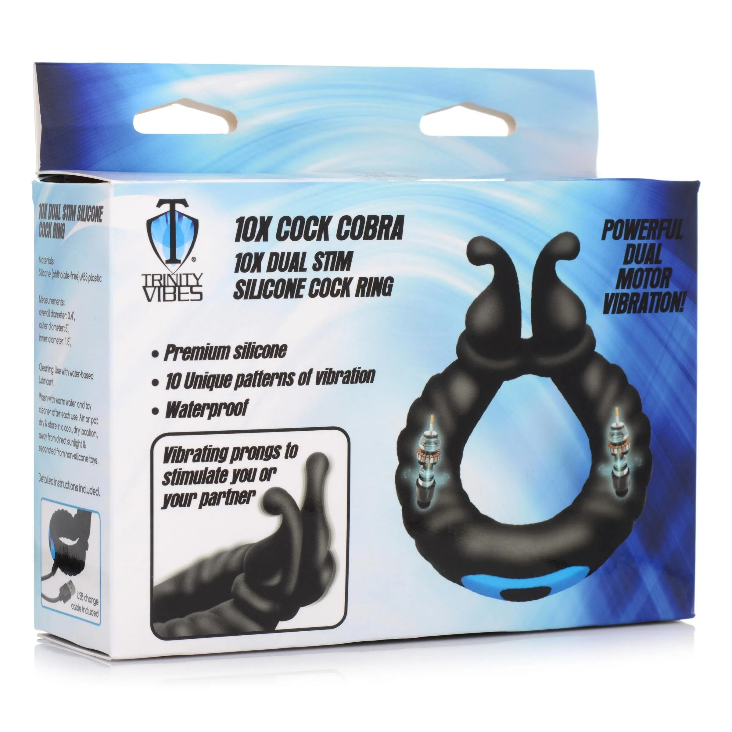 10X Cobra Dual Stimulation Silicone Cock Ring