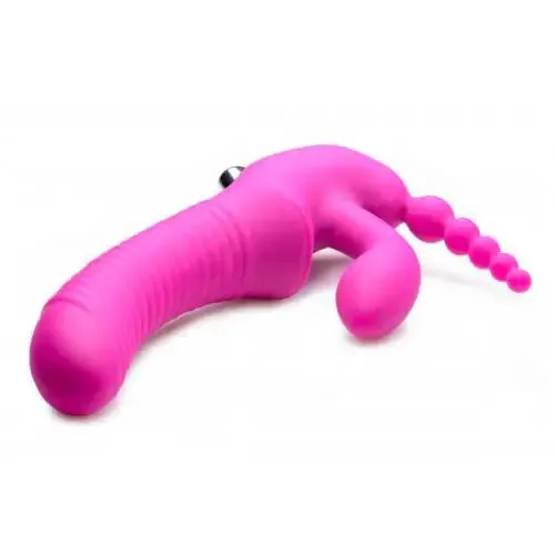 9-inch Silicone Pink Vibrating Strapless Strap-on for Lesbian Couples