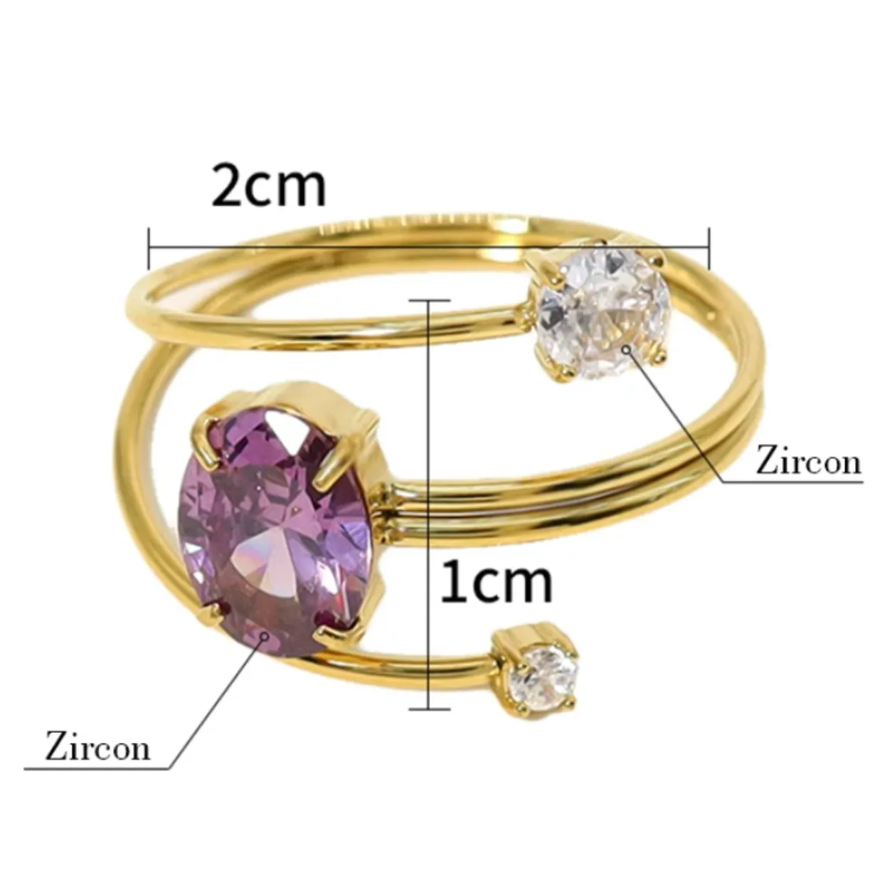 AMETHYST STACK  - ADJUSTABLE WATERPROOF GOLD RING