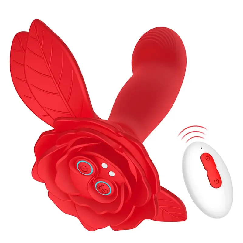 App Remote Control Vibrating Rose Butt Plug