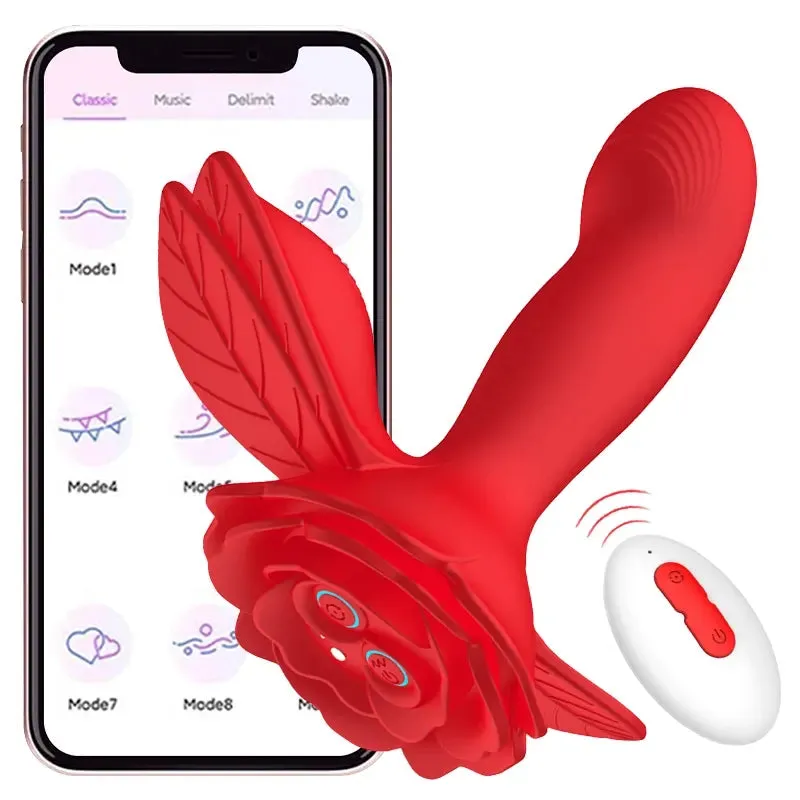 App Remote Control Vibrating Rose Butt Plug