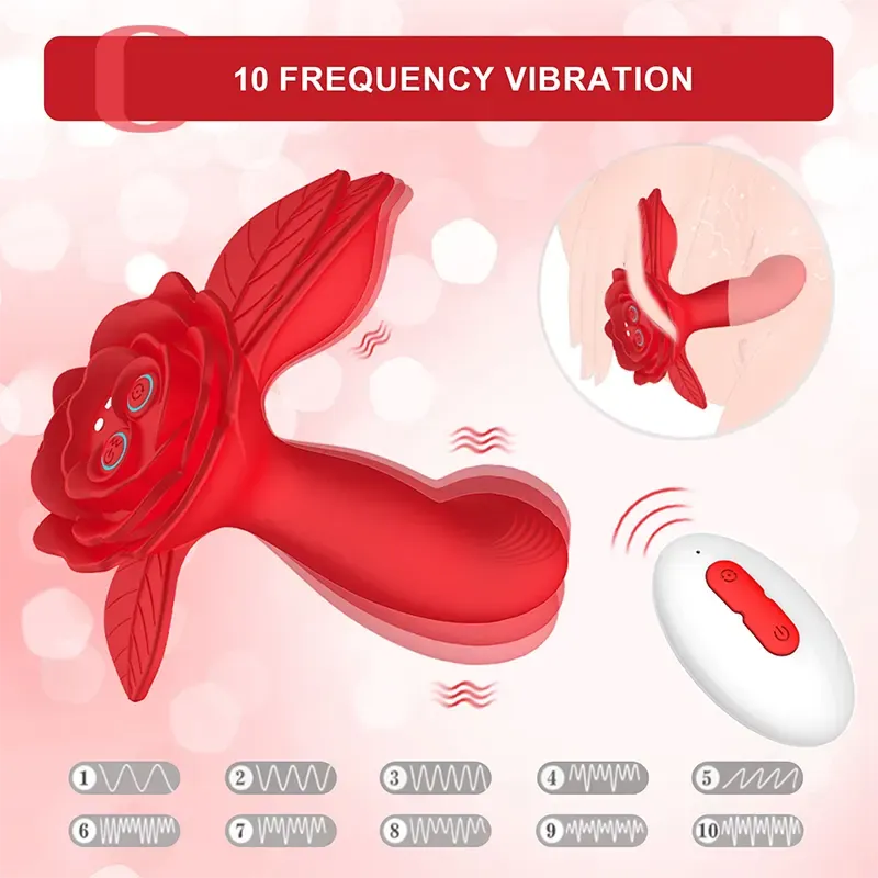 App Remote Control Vibrating Rose Butt Plug