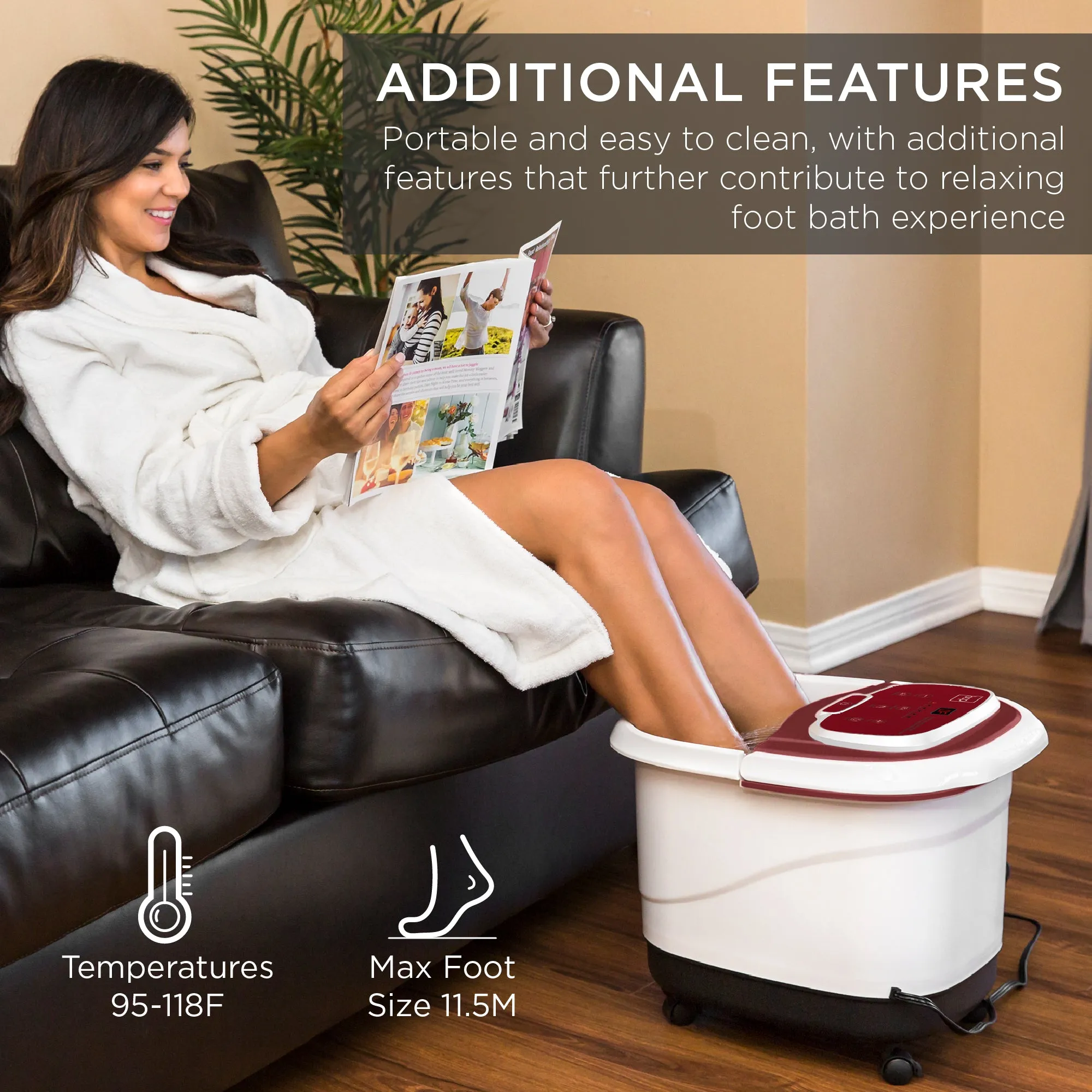 Automatic Heated Shiatsu Massage Foot Bath Spa w/ Pumice Stone