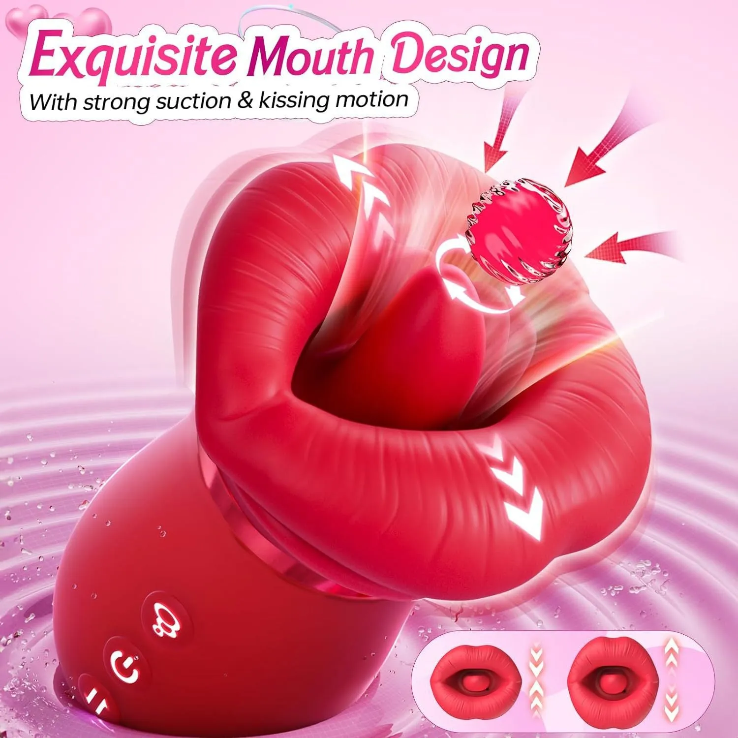 Big Mouth Tongue Licking Women Vibrator - Red Lips Clit Nipple Clamps Female Sex Toy