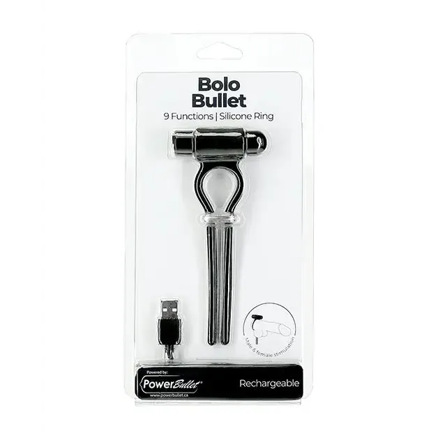 Bolo Bullet Vibrating Adjustable Cock Tie - Black