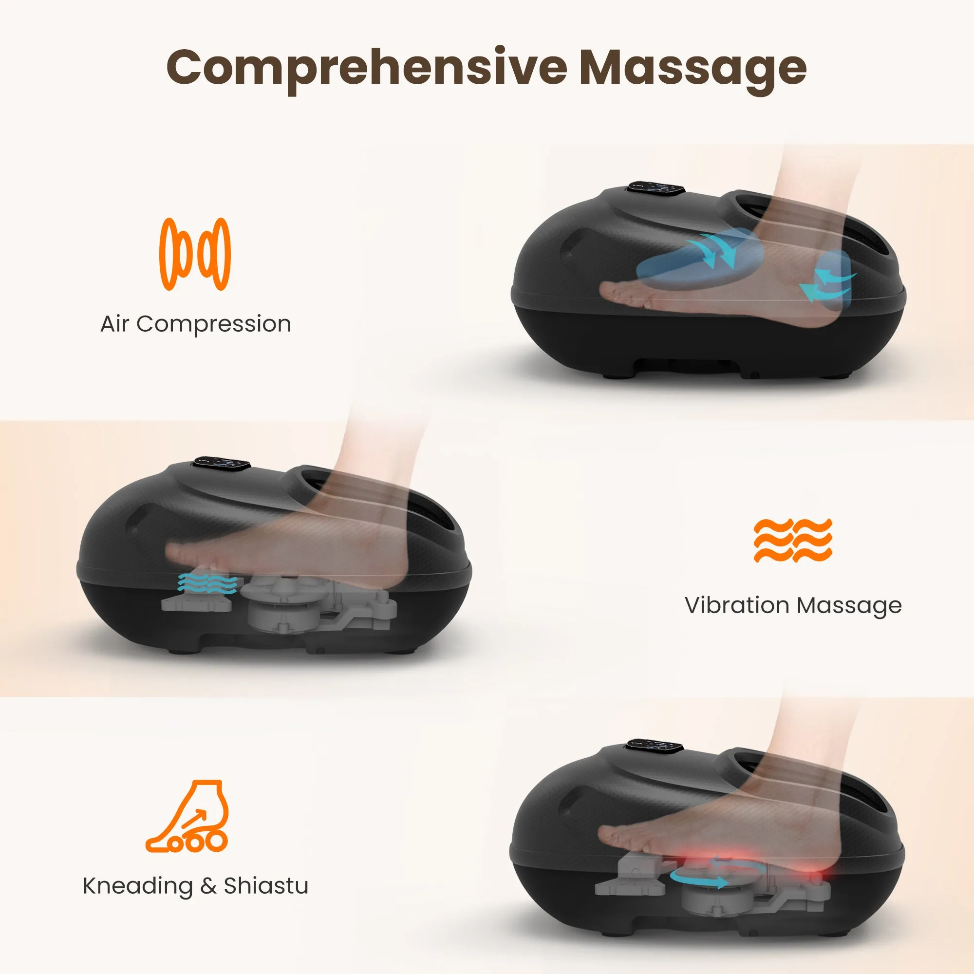 CILI Shiatsu Foot Massager Machine with Heat, Feet Massager for Plantar Fasciitis Neuropathy, Soles & Instep Heating, Remote Control CL-5225RC