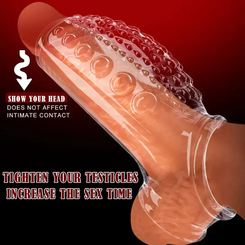 Cock Sleeve Penis Extention Couple Sex Toy - Cock Ring Delay Ejaculation Penis Trainer