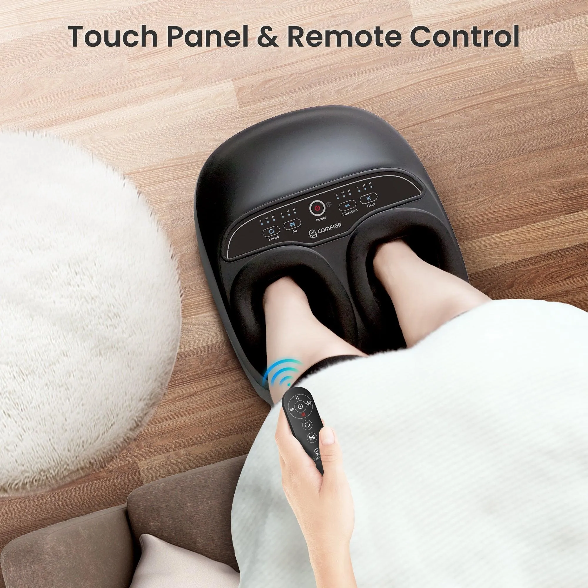 COMFIER Foot Massager Machine with Heat, Shiatsu Feet Massager for Plantar Fasciitis Neuropathy, Remote Control, Customizable Settings, Pause Function, UP to Men Size 13 - 5310