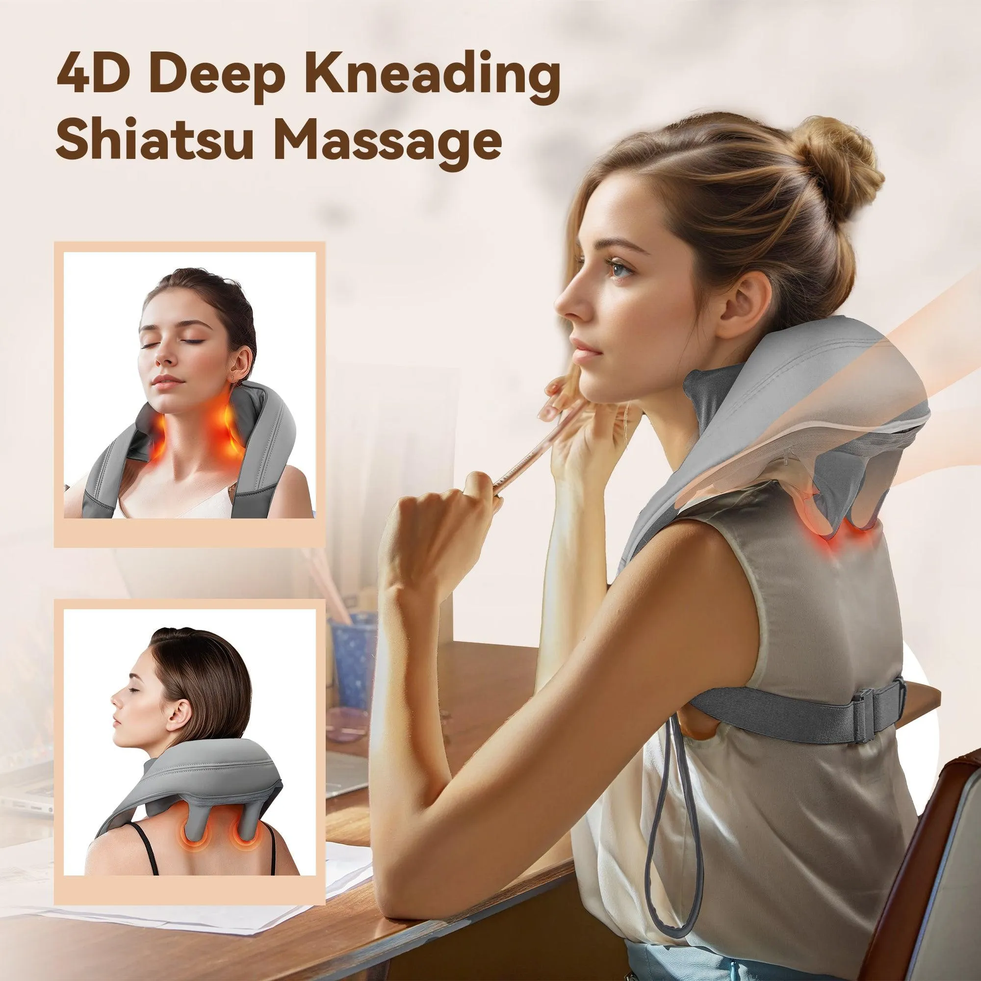 Comfier Neck Massager with Heat,Deep Tissue Kneading Massage Pillow for Back Neck And Shoulder Pain Relief CF-6812