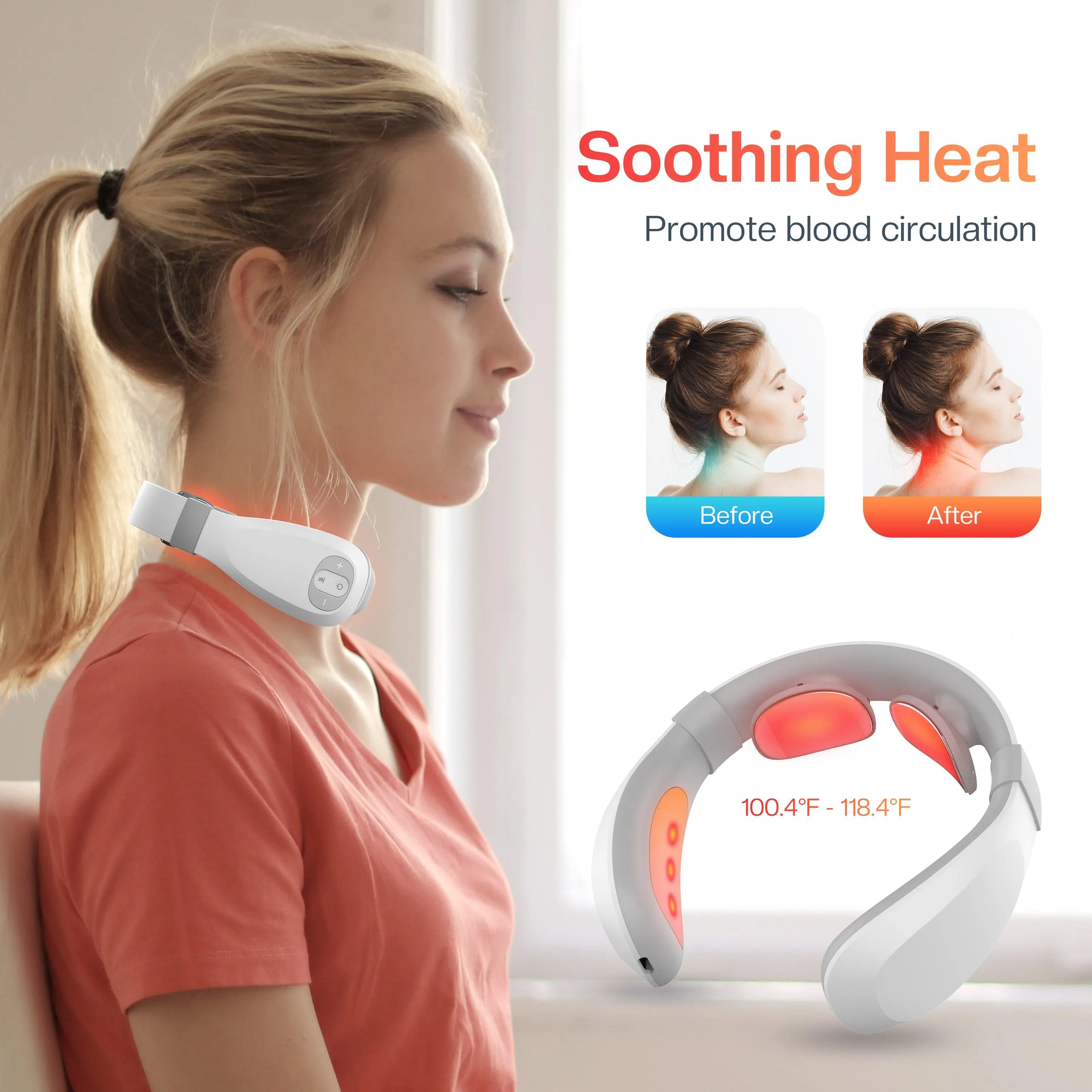 Comfier Portable Intelligent Electric Pulse Neck Massager with Heat for Pain Relief -CF-6322