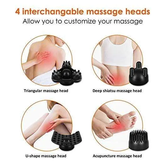 Cordless Handheld Back Massager - Rechargeable Percussion Massage with Heat - 482