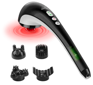 Cordless Handheld Back Massager - Rechargeable Percussion Massage with Heat - 482