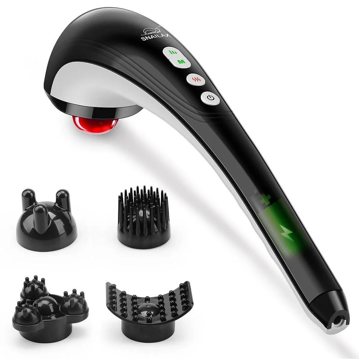 Cordless Handheld Back Massager - Rechargeable Percussion Massage with Heat - 482