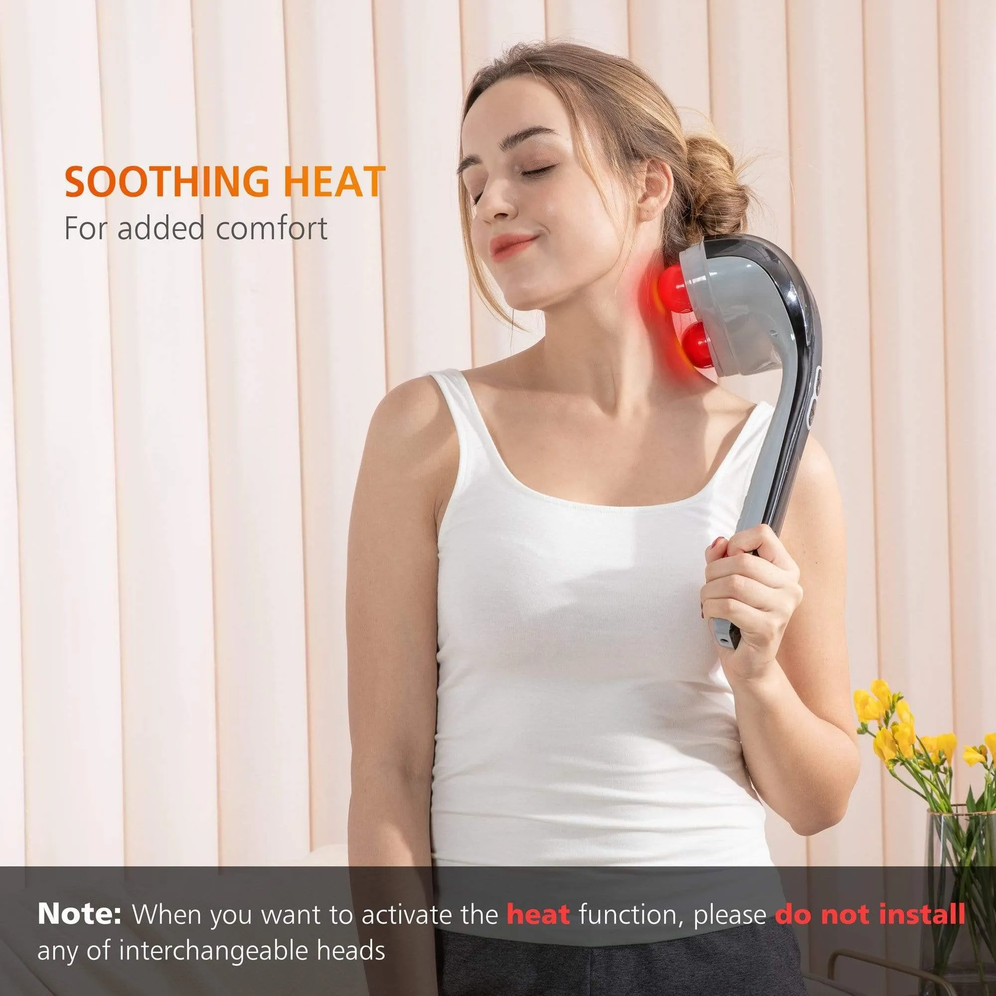 Cordless Handheld Back Massager with Heat,Deep Tissue Percussion Massager - 498