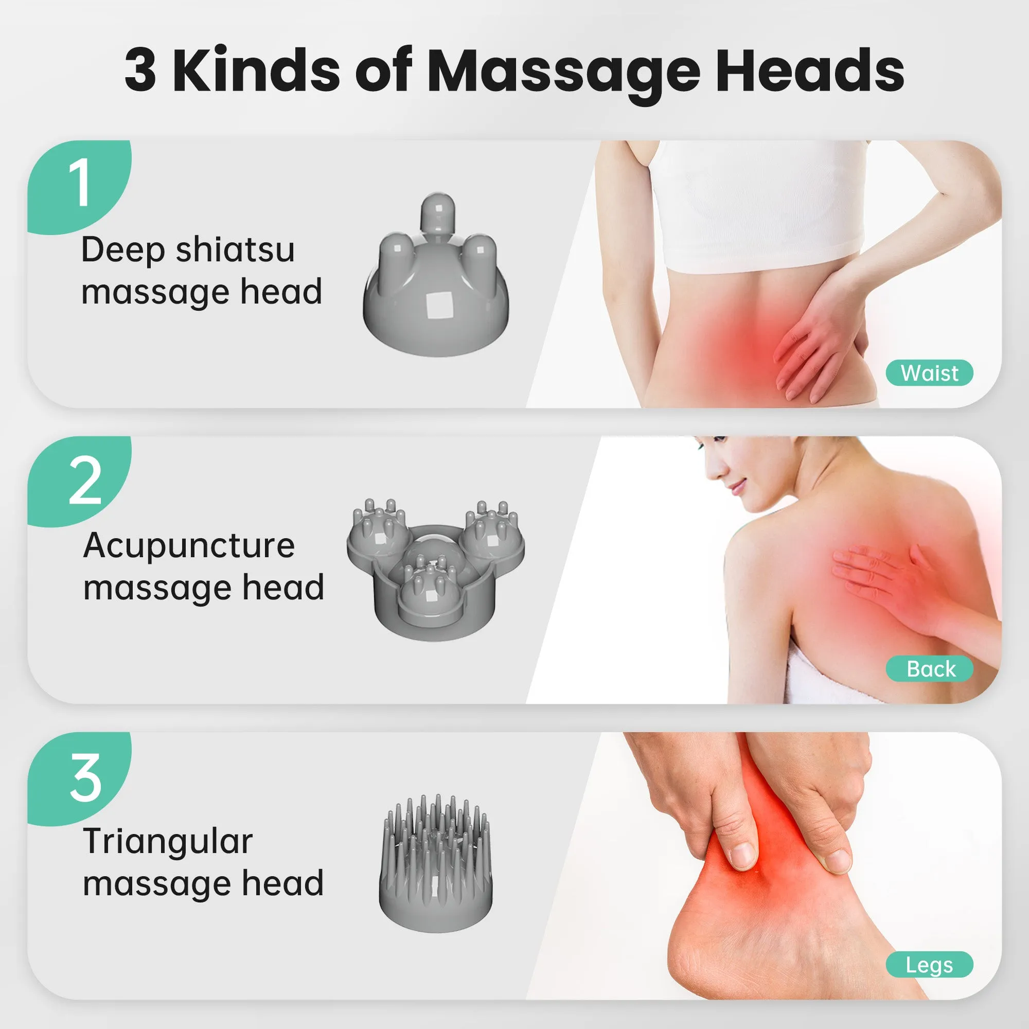 Cordless Handheld Back Massager with Heat,Deep Tissue Percussion Massager - 498GRY