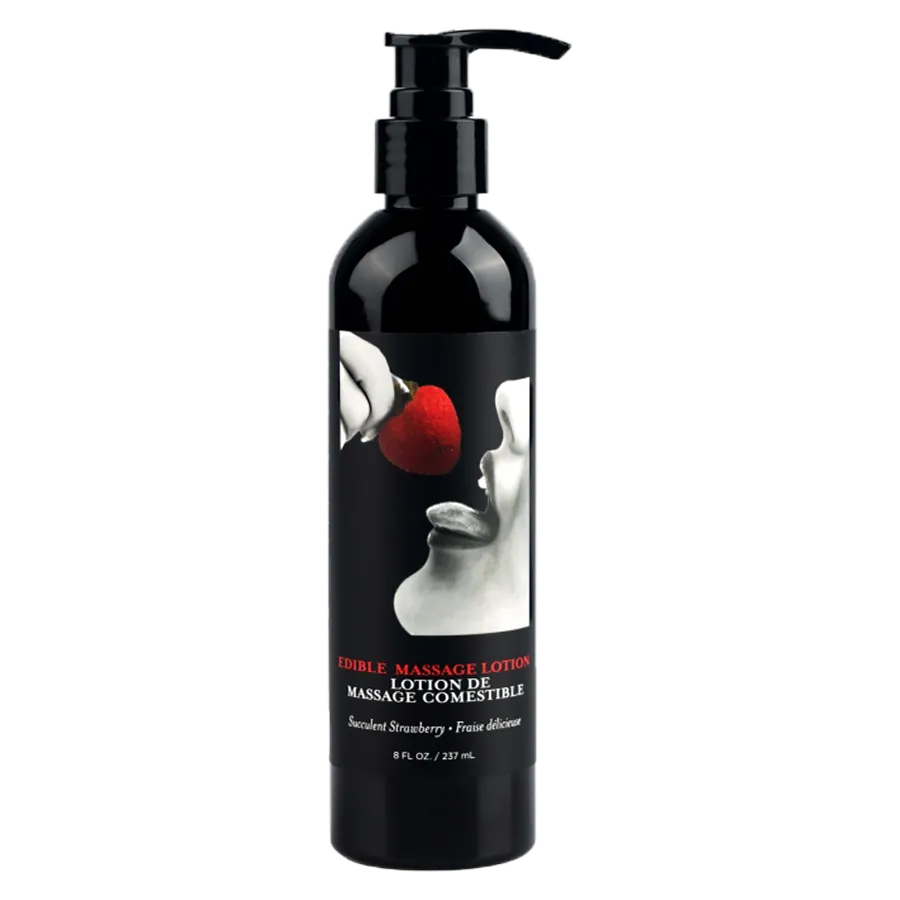 Earthly Body Edible Massage Lotion - Strawberry, 8oz/237ml