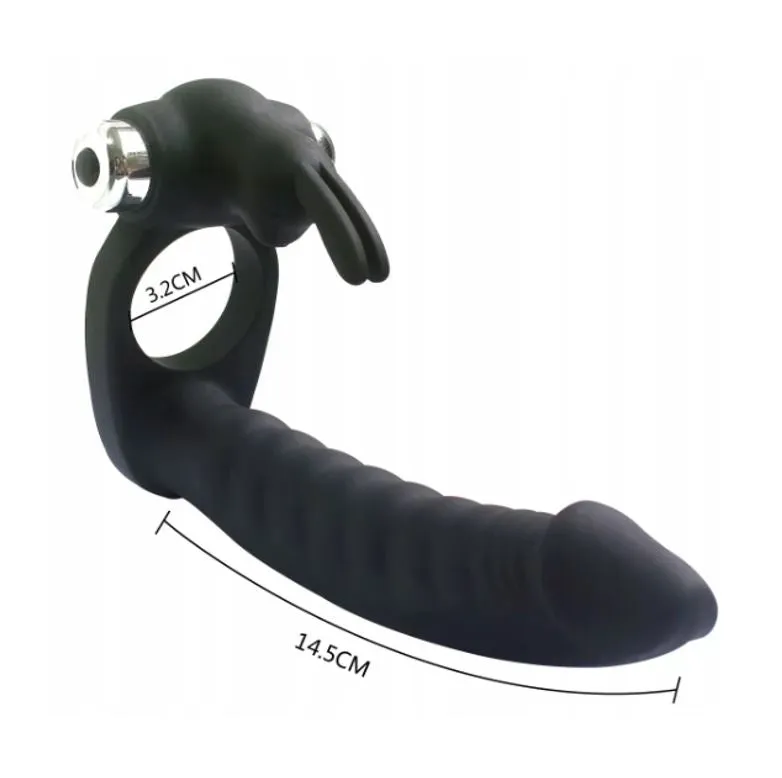 Fun Bunny Teaser Vibrating Rabbit Cock Ring Black