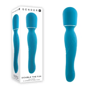 Rechargeable 26.7 cm Dual-Ended Vibrator Wand in Blue - Enhanced Pleasure with Double Functionality