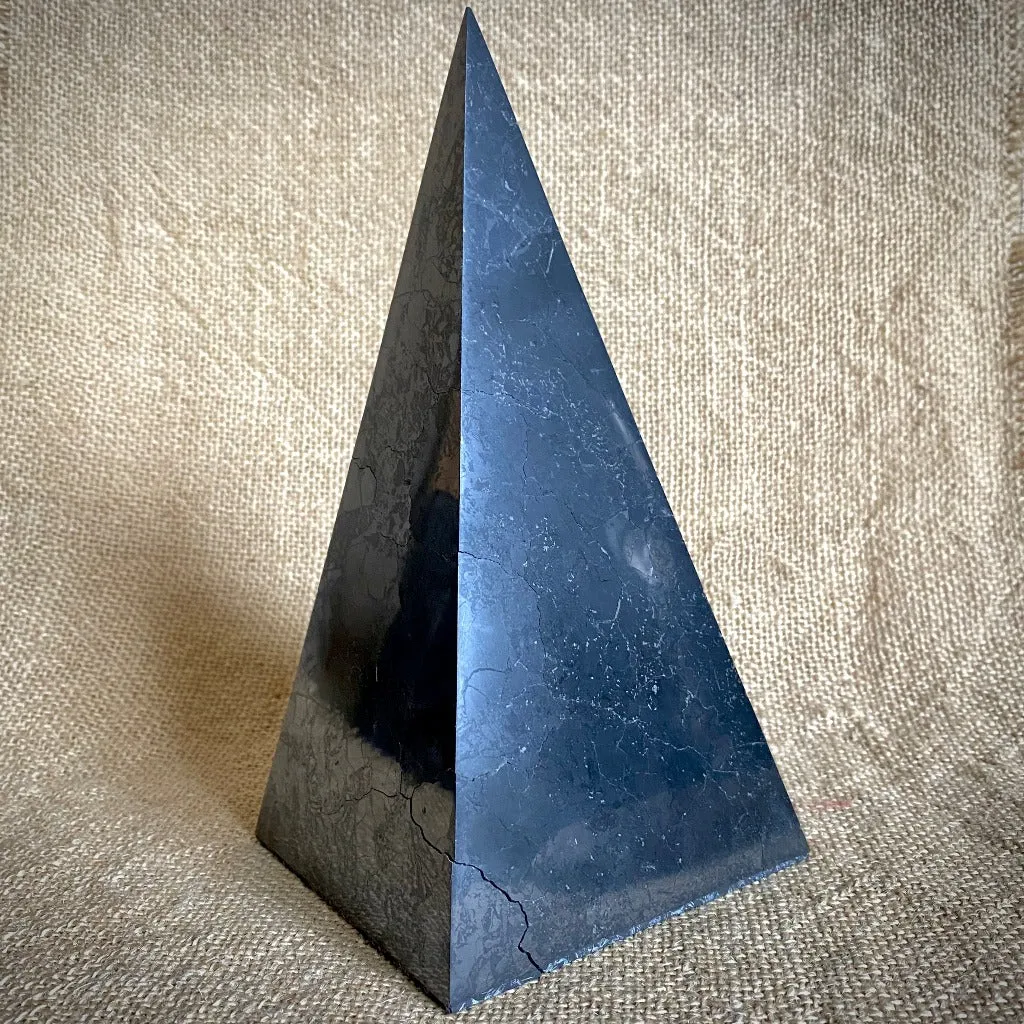 High Shungite Pyramid With Several Cracks - PRICE REDUCED