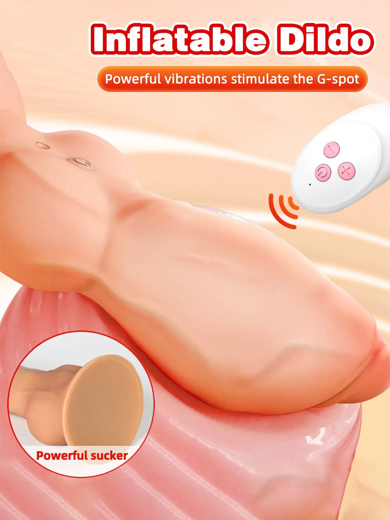 Inflatable Vibrating Dildo Butt Plug - Remote Control Huge Silicone Realistic Anal Dildos Sex Toy