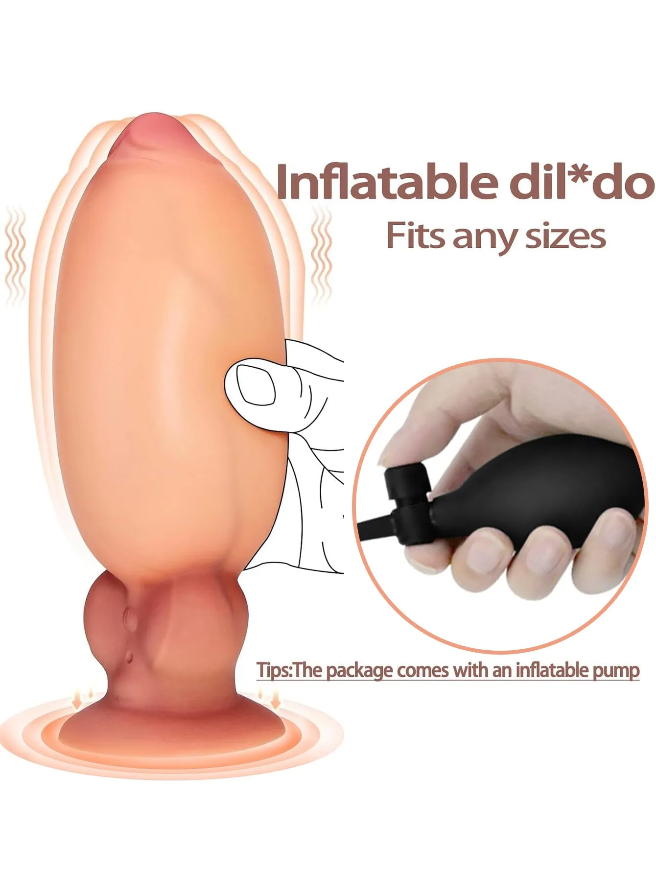 Inflatable Vibrating Dildo Butt Plug - Remote Control Huge Silicone Realistic Anal Dildos Sex Toy