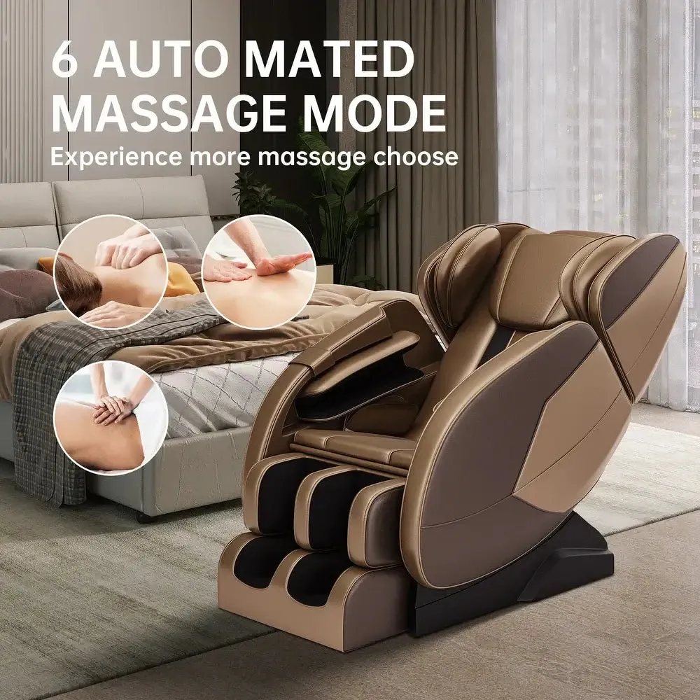 Luxury Heated Full Body Massage Chair with Zero Gravity and Bluetooth - Gold