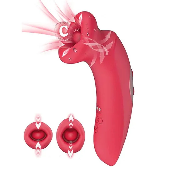 Mouth Oral Clit Stimulator - Tongue Licking Sucking Nipple Clitoral Vibrator Rose Toy