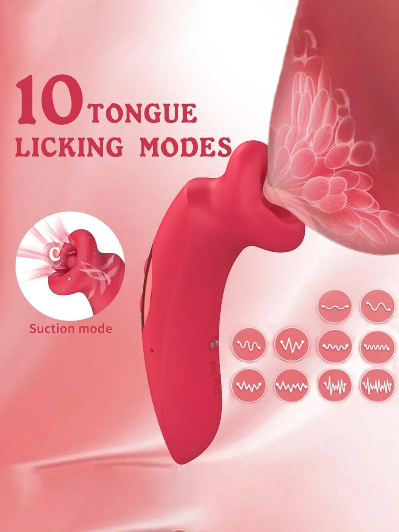 Mouth Oral Clit Stimulator - Tongue Licking Sucking Nipple Clitoral Vibrator Rose Toy