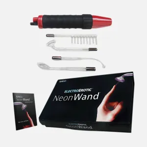 Neon Wand Red Glass E-Stim Electrosex Kit - 5 Piece Set