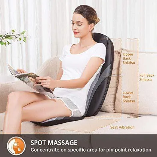 Shiatsu Kneading Back Massager for Chair with Heat & Deep Kneading Gel Nodes - 256G