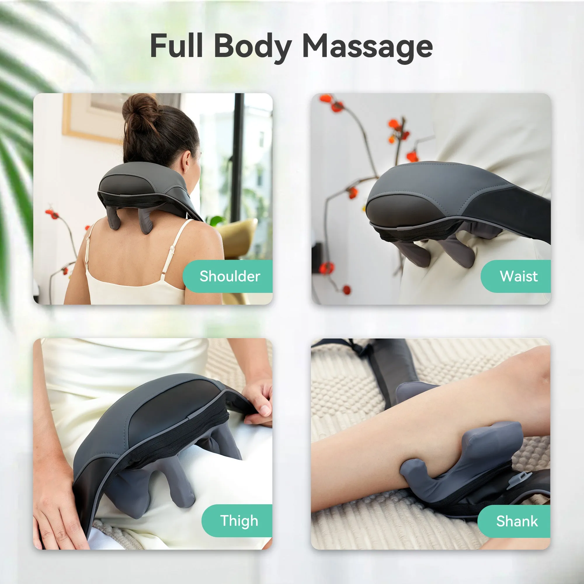 Snailax Upgarded 4D Deep Kneading Handheld Cordless Neck & Back Massager with Bandage - SL-681