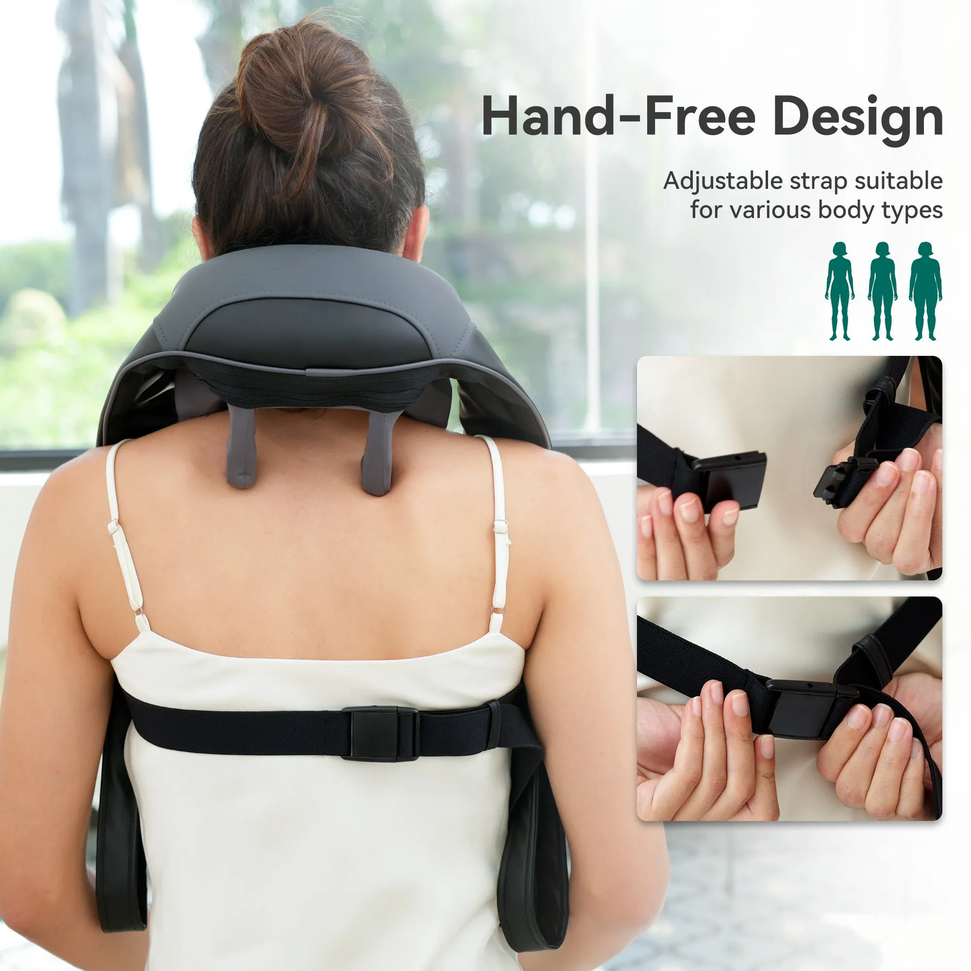 Snailax Upgarded 4D Deep Kneading Handheld Cordless Neck & Back Massager with Bandage - SL-681