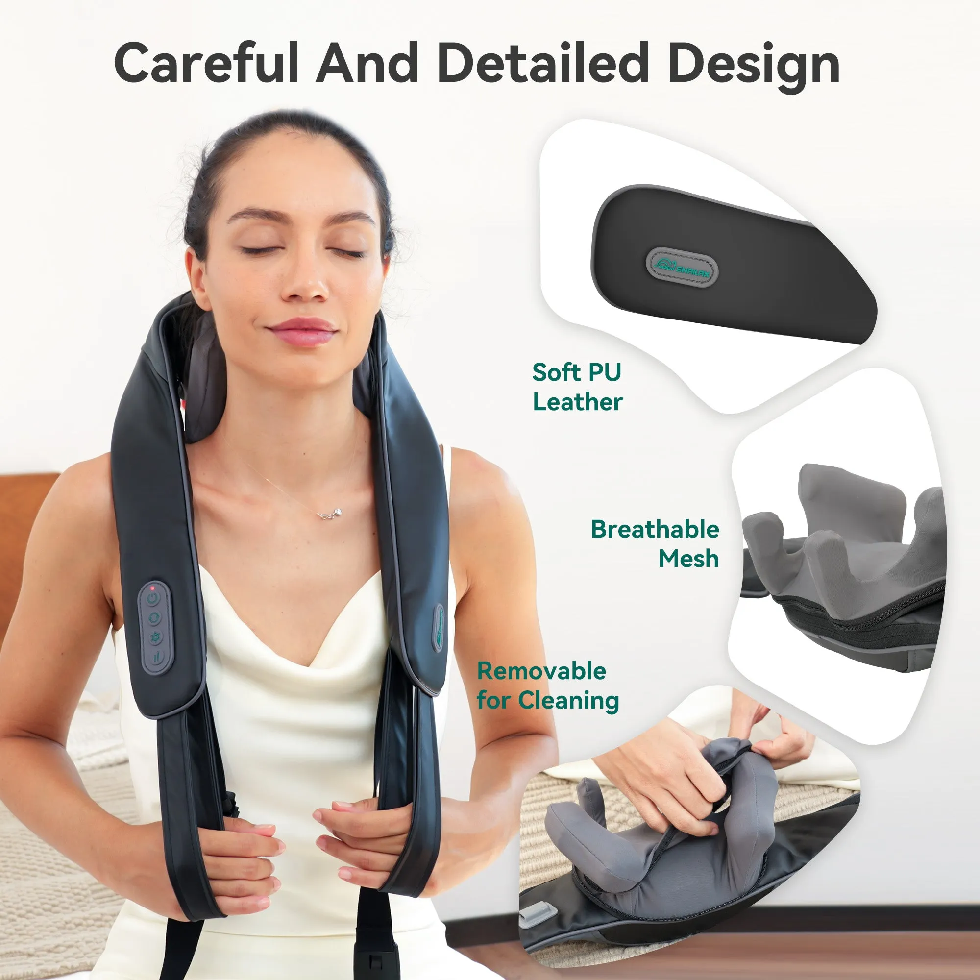 Snailax Upgarded 4D Deep Kneading Handheld Cordless Neck & Back Massager with Bandage - SL-681