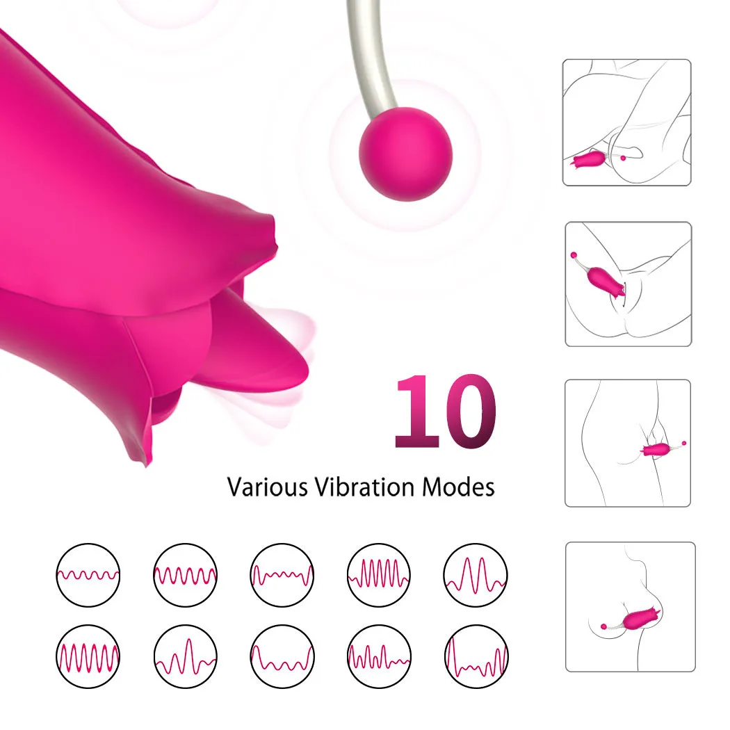 Tongue Licking Rose Toys - Handheld Clit Stimulator G Spot Vibrator Female Sex toy